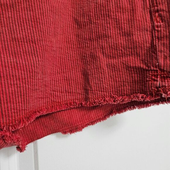 AG Adriano Goldschmied The Daisy Denim Shorts Women's 32 Red Stripe Frayed Hem - Picture 11 of 11